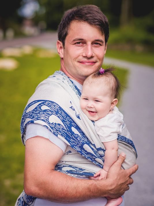 Šátek na nošení miminek - vzor Maják tmavě modrý